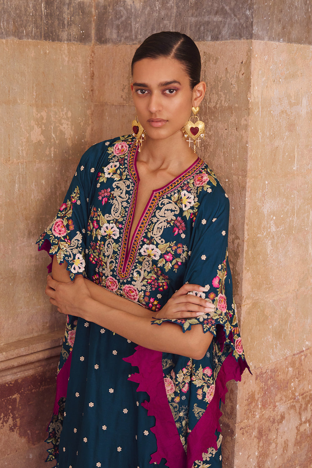 Peacock Blue Umang Chitta Kaftan Set