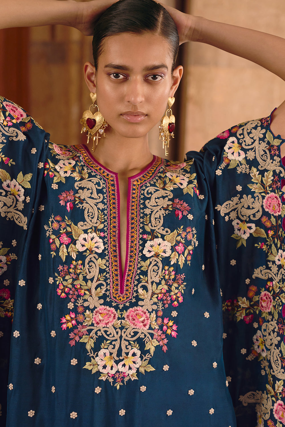 Peacock Blue Umang Chitta Kaftan Set