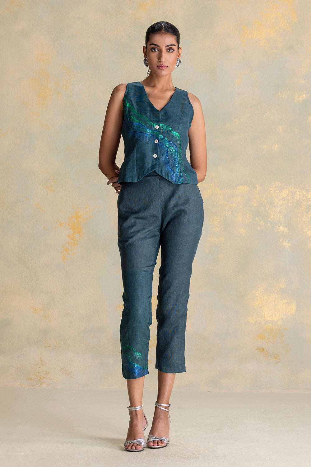 Peacock Veil Waist Coat Co-ord