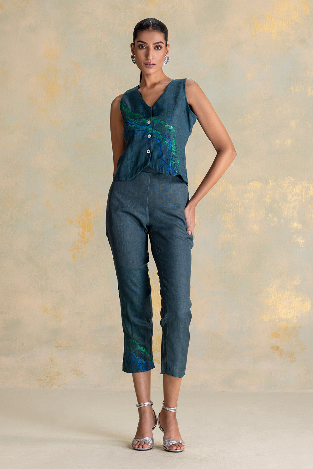 Peacock Veil Waist Coat Co-ord