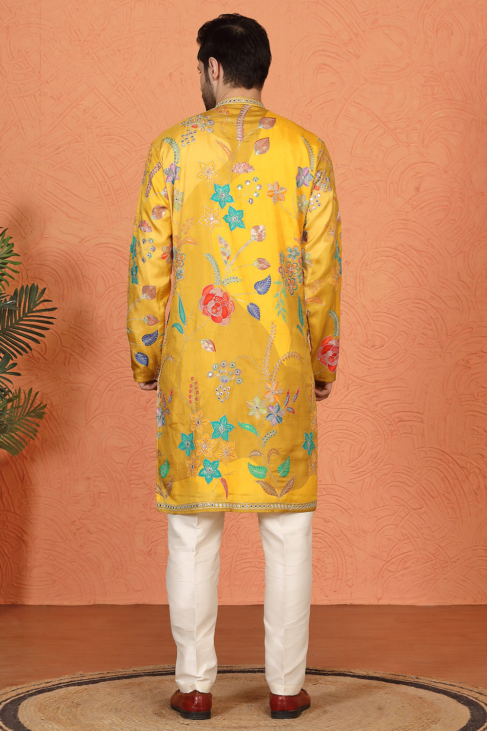 Phool Utsav Printed Embroidered Kurta with Back Elastic Pants