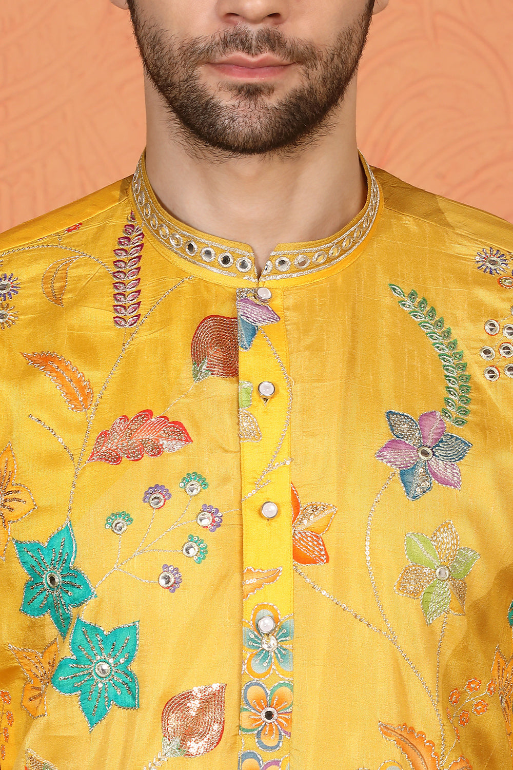 Phool Utsav Printed Embroidered Kurta with Back Elastic Pants