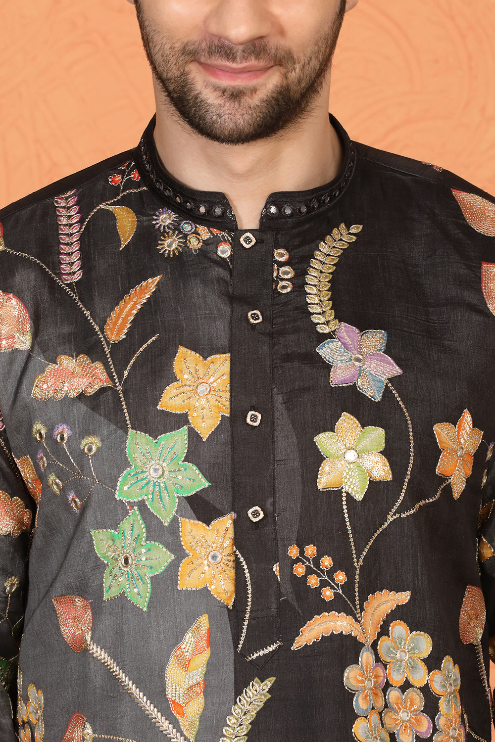 Phool Utsav Printed Embroidered Kurta with Loose Fit Parallel Pants