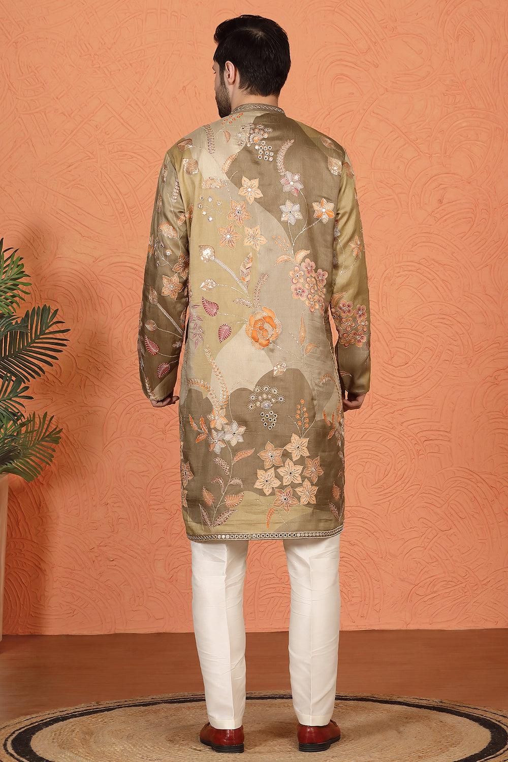 Phool Utsav Printed Embroidered Kurta with Back Elastic Pants