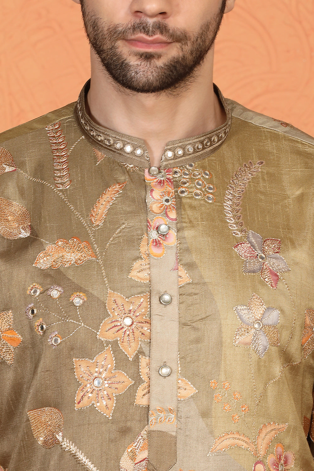 Phool Utsav Printed Embroidered Kurta with Back Elastic Pants
