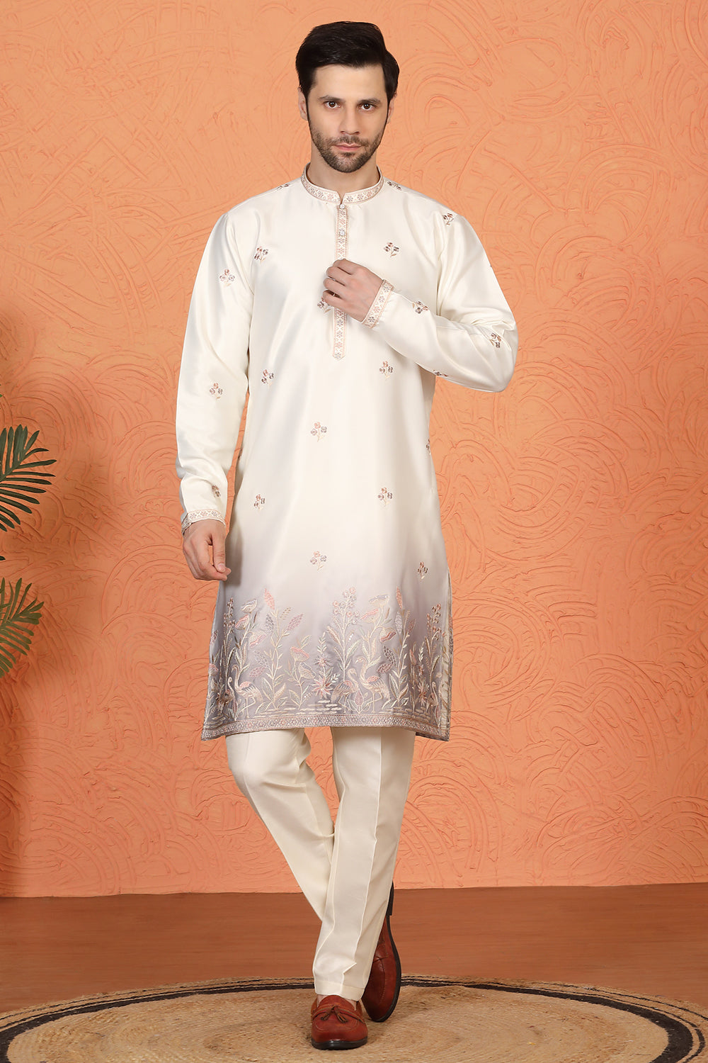 Phool Vatika Ombre Embroidered Kurta with Back Elastic Pants