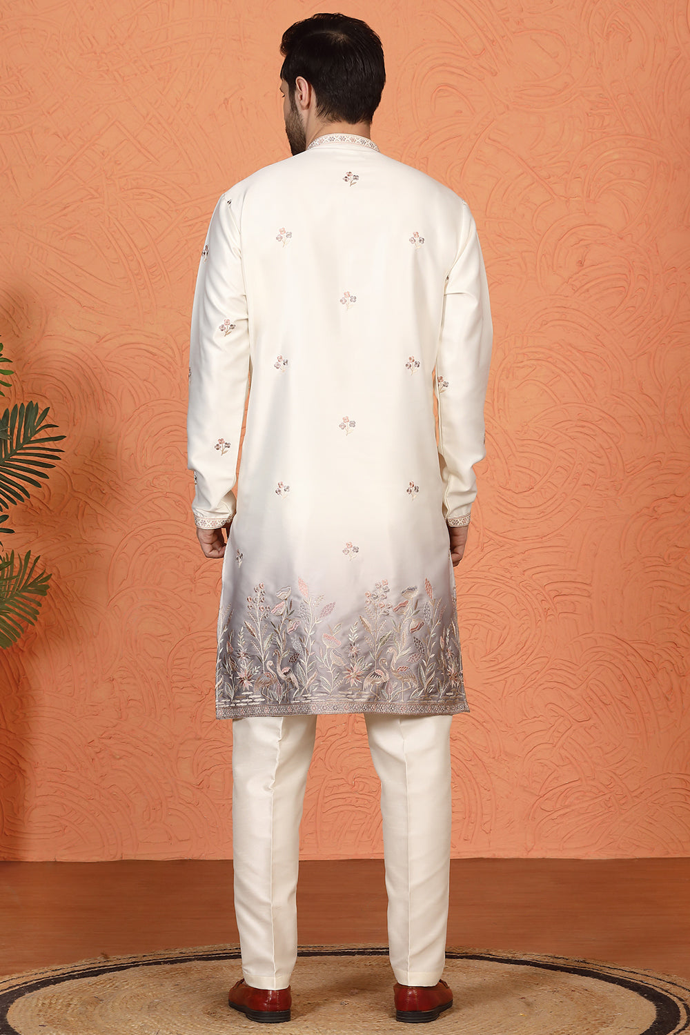 Phool Vatika Ombre Embroidered Kurta with Back Elastic Pants