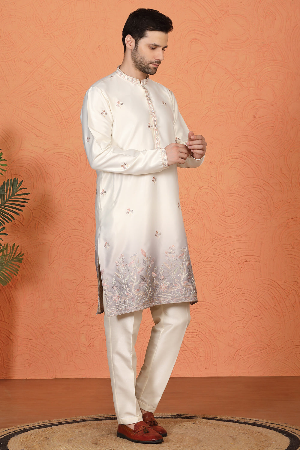 Phool Vatika Ombre Embroidered Kurta with Back Elastic Pants