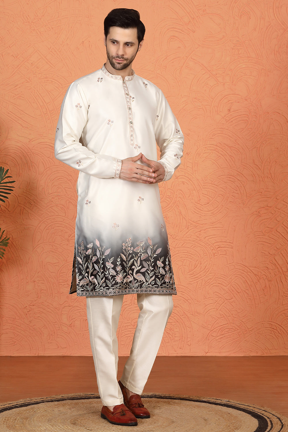 Phool Vatika Ombre Embroidered Kurta with Back Elastic Pants