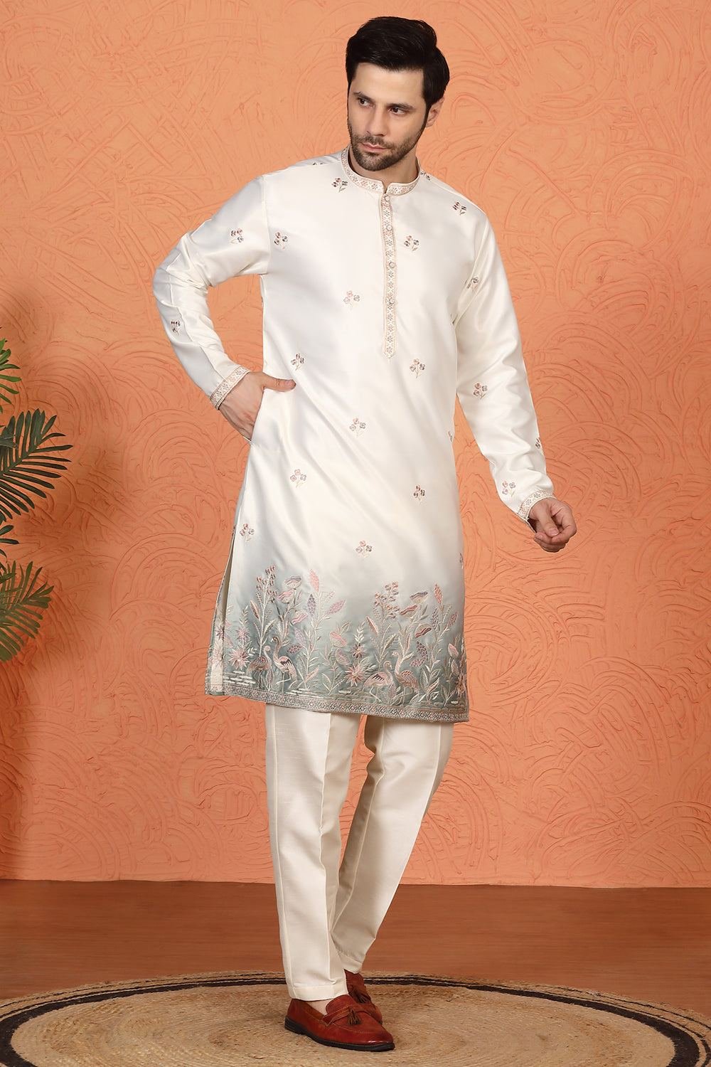 Phool Vatika Ombre Embroidered Kurta with Back Elastic Pants