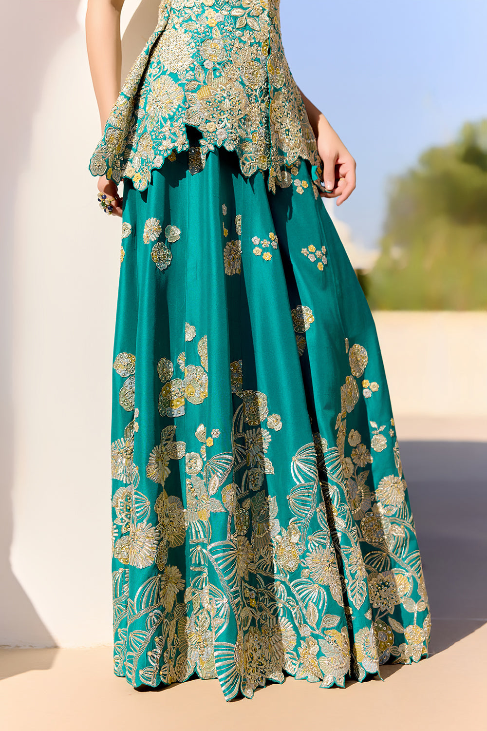 Pine Green Peplum Garara Set