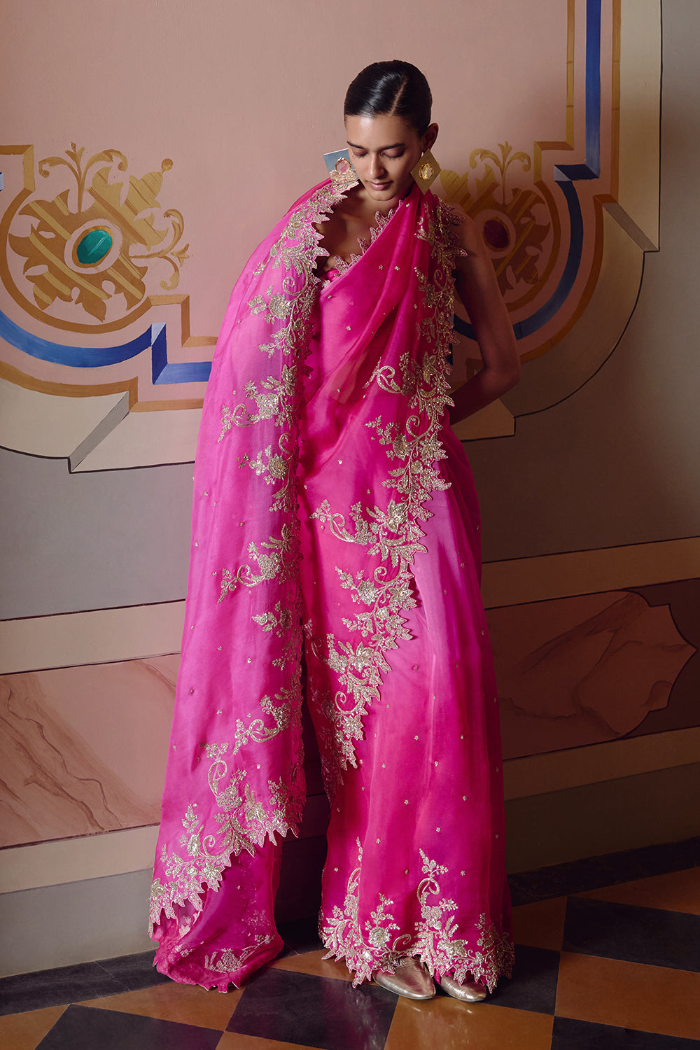 Pink Ombre Advika Saree Set