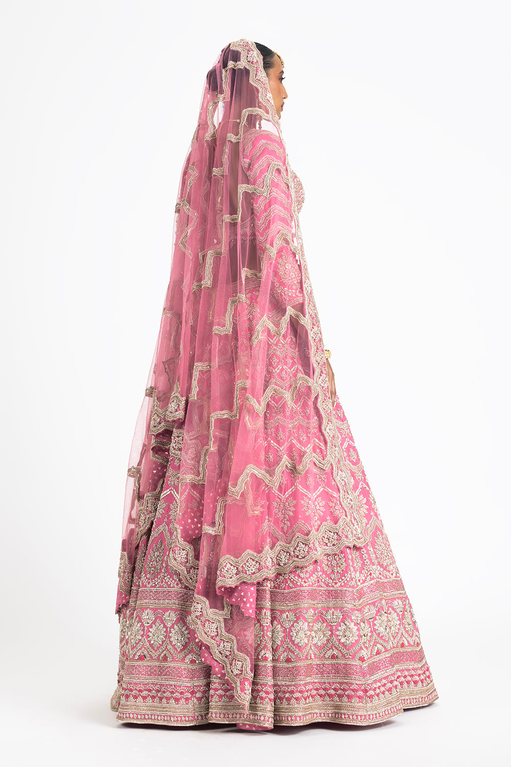 Pink Raw Silk Lehenga Choli Set