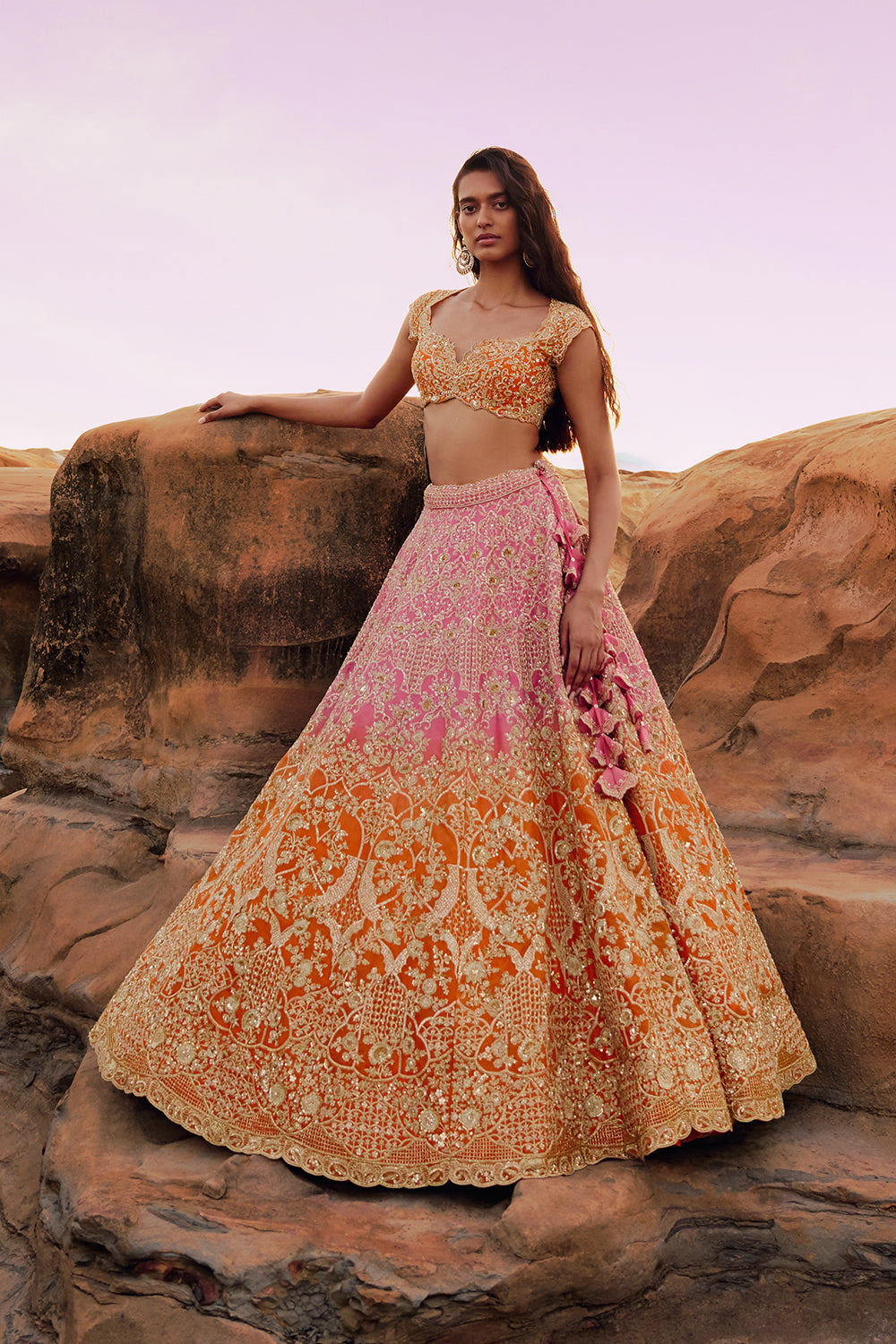 Pink To Orange Ritie Lehenga Set