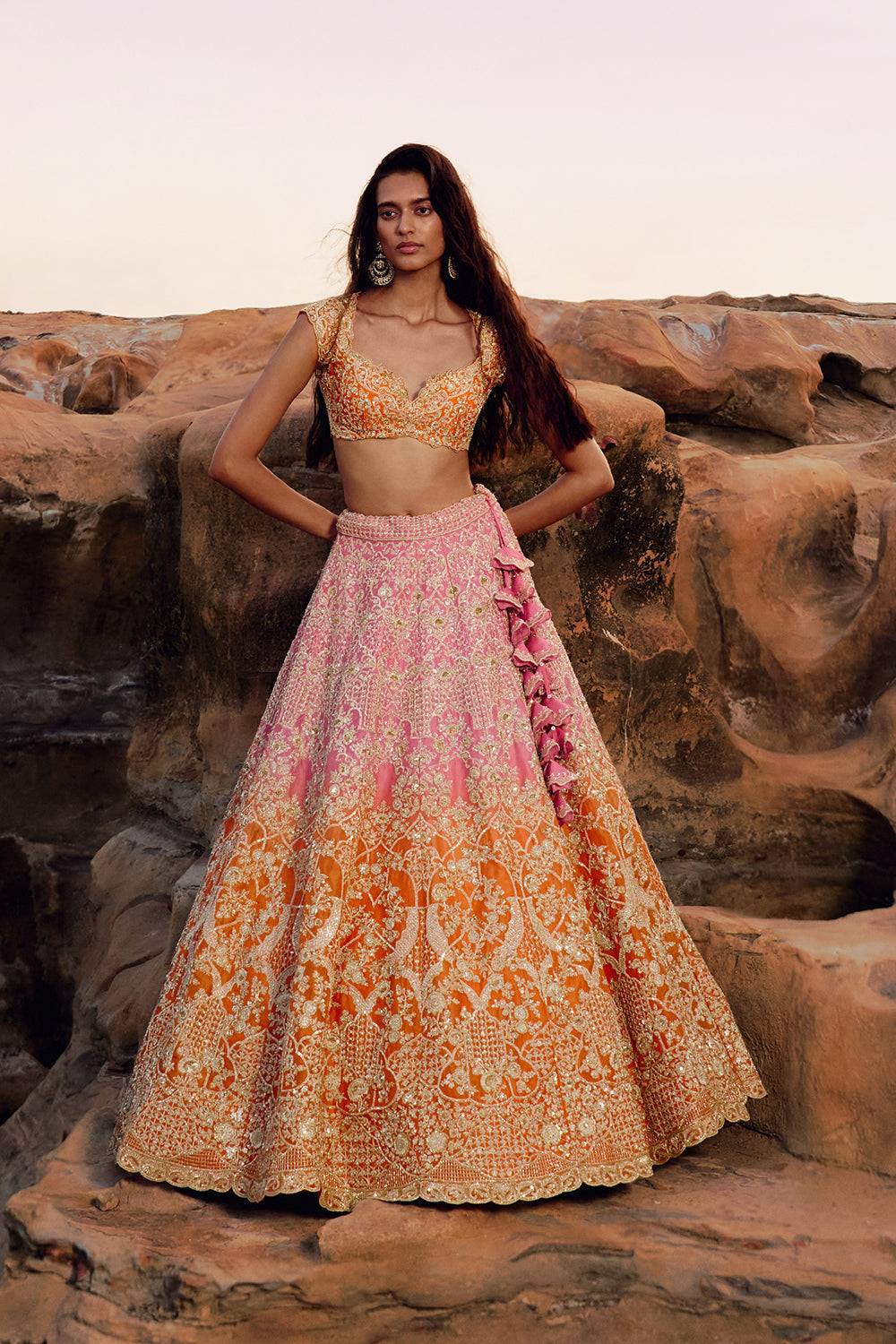 Pink To Orange Ritie Lehenga Set