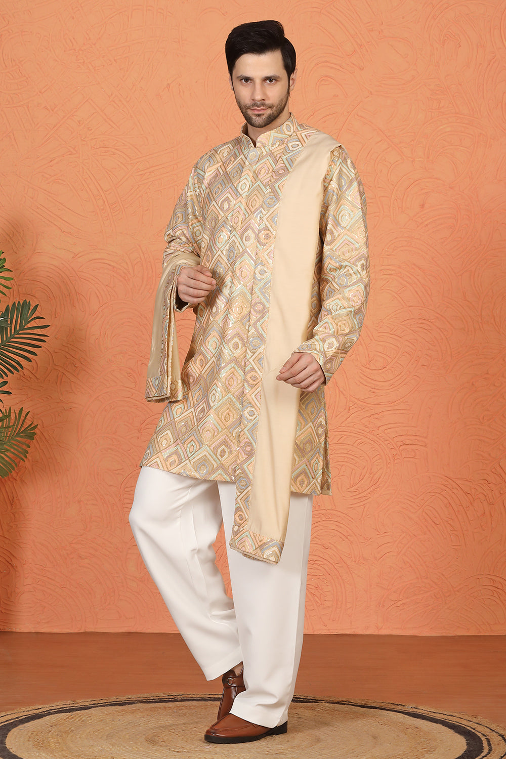 Prafullit Embroidered Kurta with Loose Fit Back Elastic Parallel Pants And Dupatta
