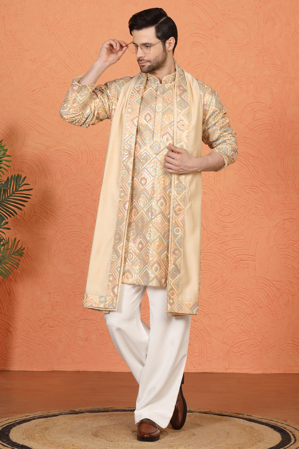 Prafullit Embroidered Kurta with Loose Fit Back Elastic Parallel Pants And Dupatta