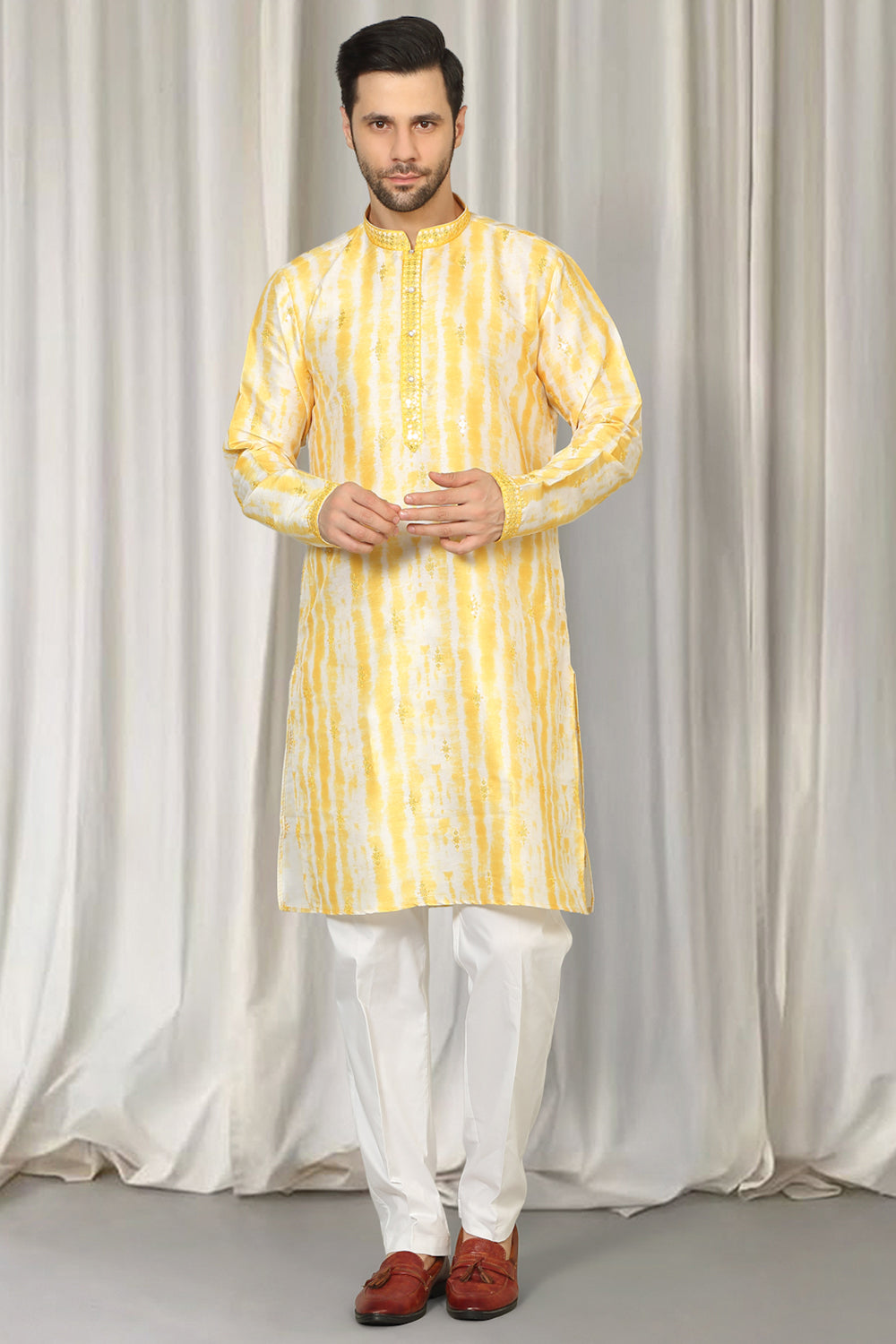 Prajwal Tie Dye Embroidered Kurta With Back Elastic Pants