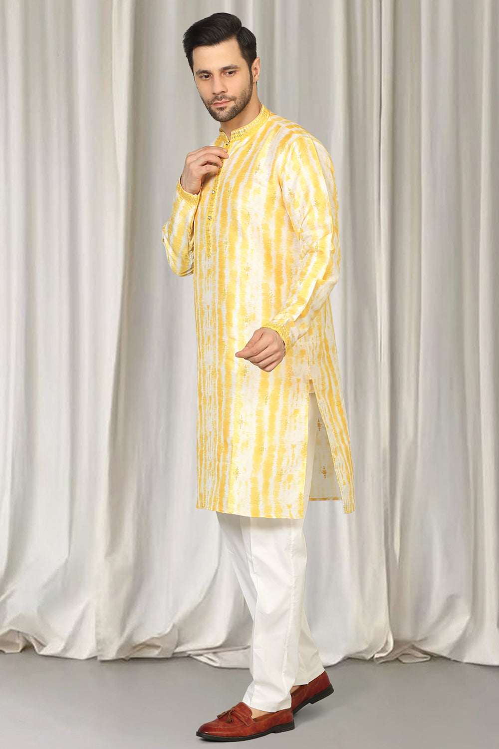 Prajwal Tie Dye Embroidered Kurta With Back Elastic Pants