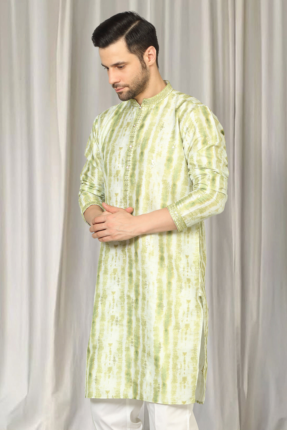 Prajwal Tie Dye Embroidered Kurta With Back Elastic Pants