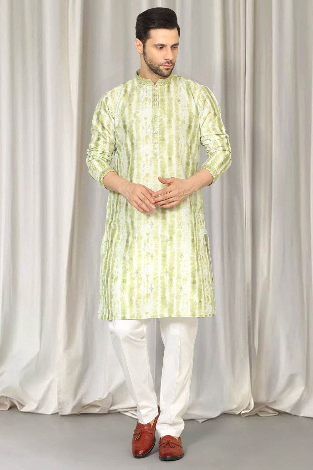 Prajwal Tie Dye Embroidered Kurta With Back Elastic Pants