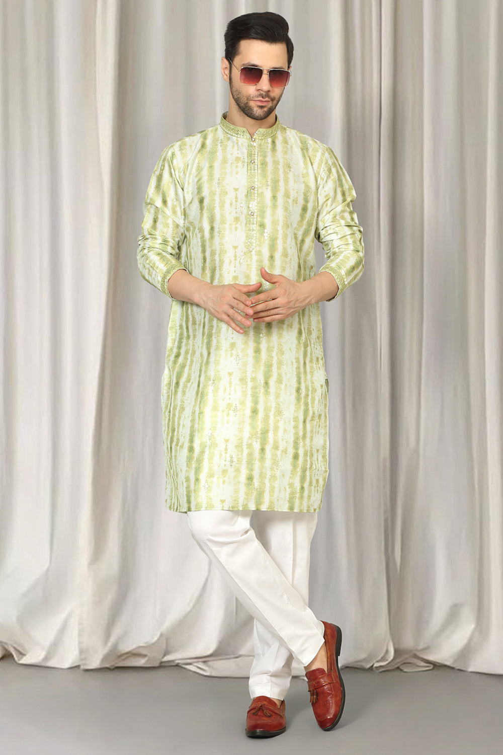 Prajwal Tie Dye Embroidered Kurta With Back Elastic Pants