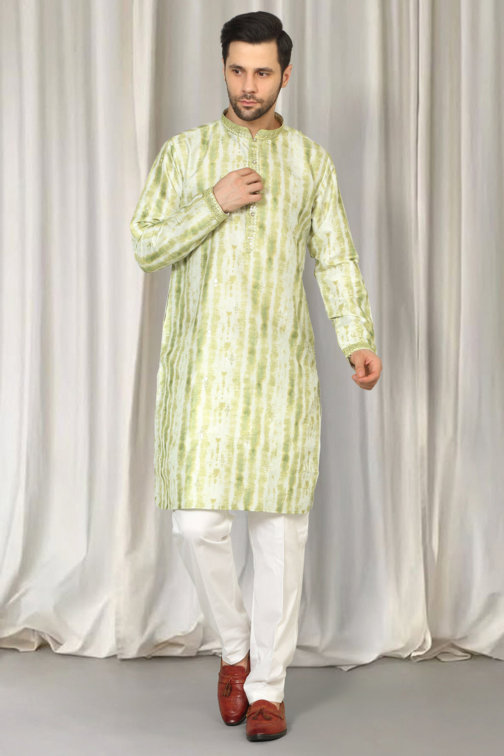 Prajwal Tie Dye Embroidered Kurta With Back Elastic Pants