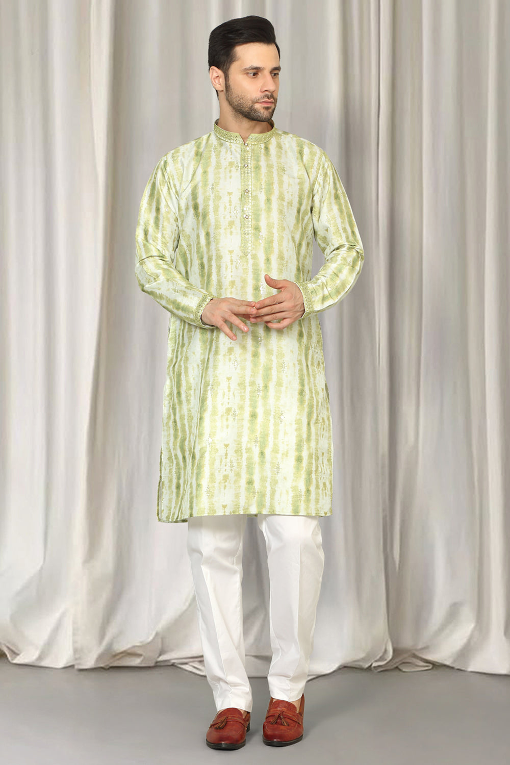 Prajwal Tie Dye Embroidered Kurta With Back Elastic Pants