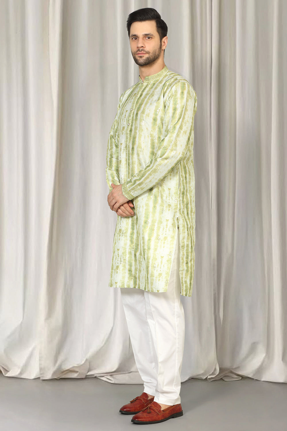Prajwal Tie Dye Embroidered Kurta With Back Elastic Pants