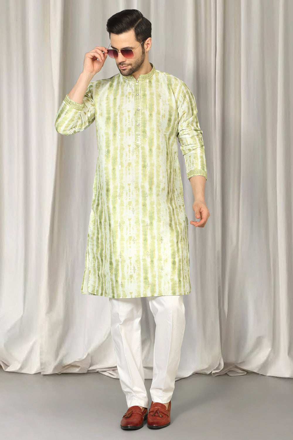 Prajwal Tie Dye Embroidered Kurta With Back Elastic Pants