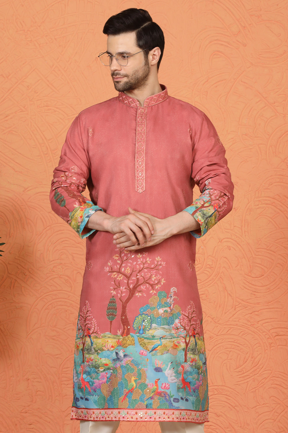 Printed Embroidered Kurta with Back Elastic Pants