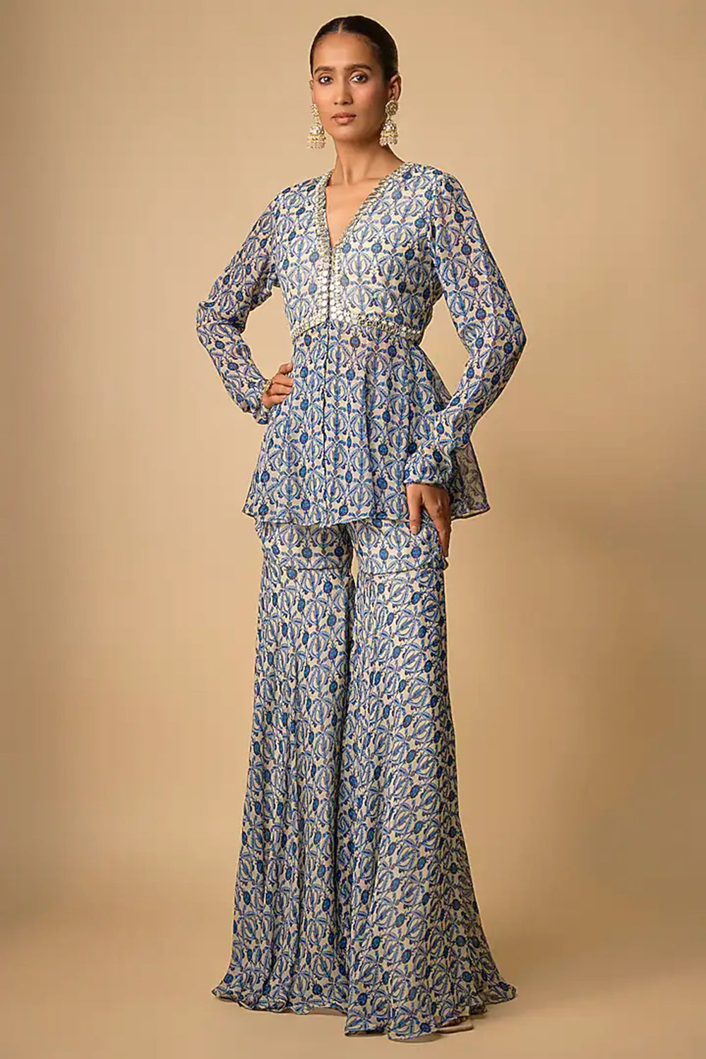Printed Peplum Garara Set