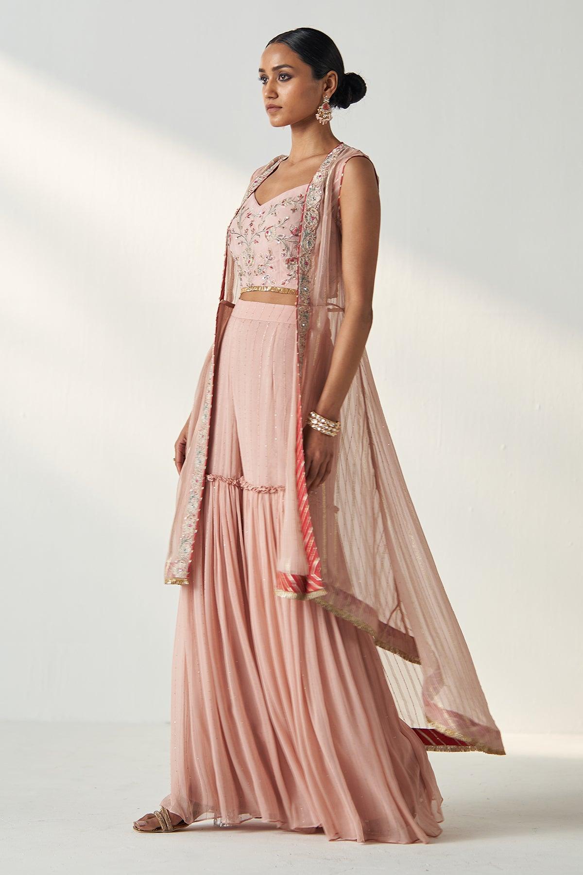 Prisha Blush Pink Cape Gharara Set