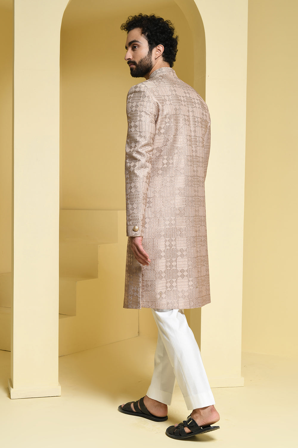 Pure silk self Embroidered Sherwani