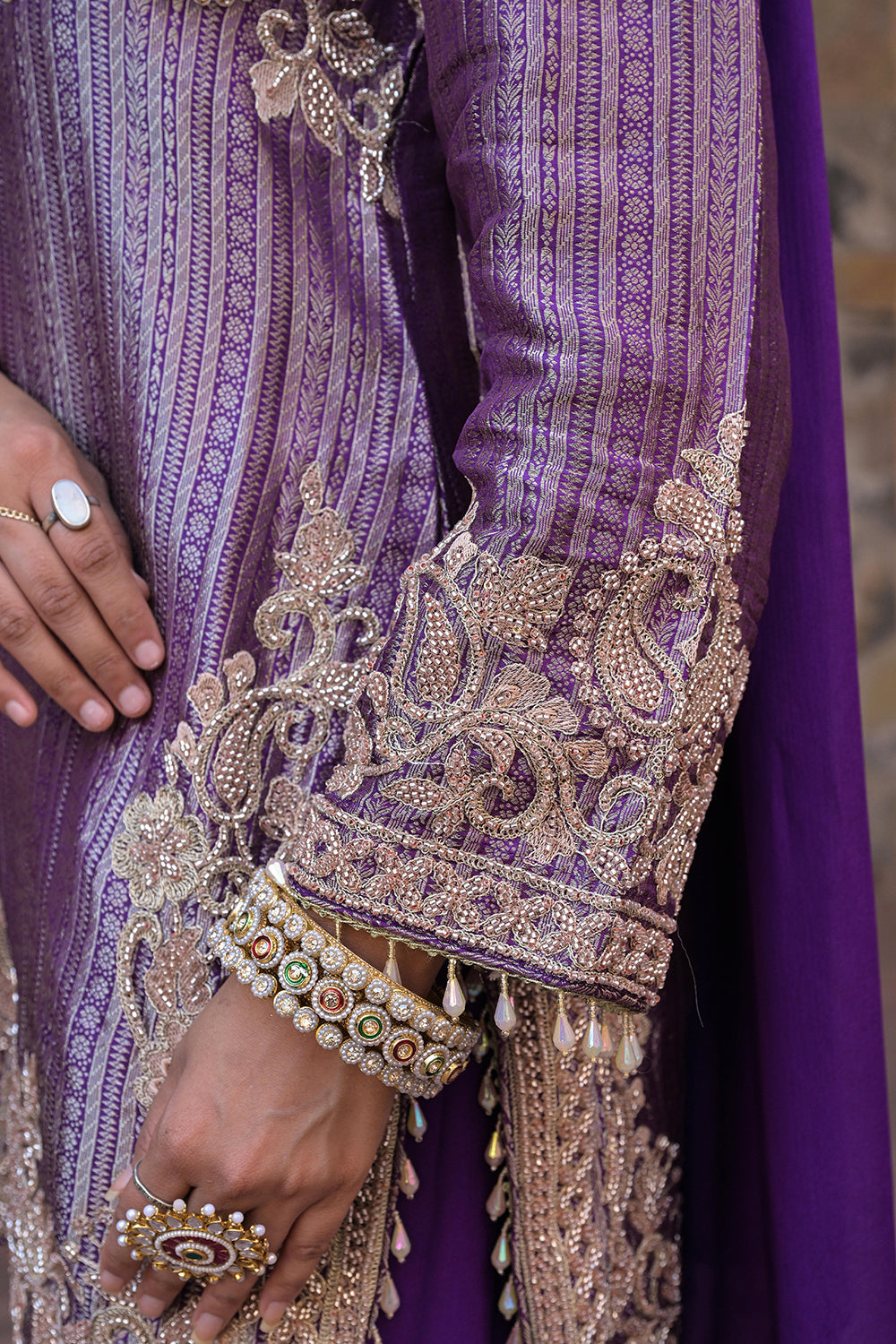 Purple Brocade Kurti Plazzo Set Festive Indian Designer Wear