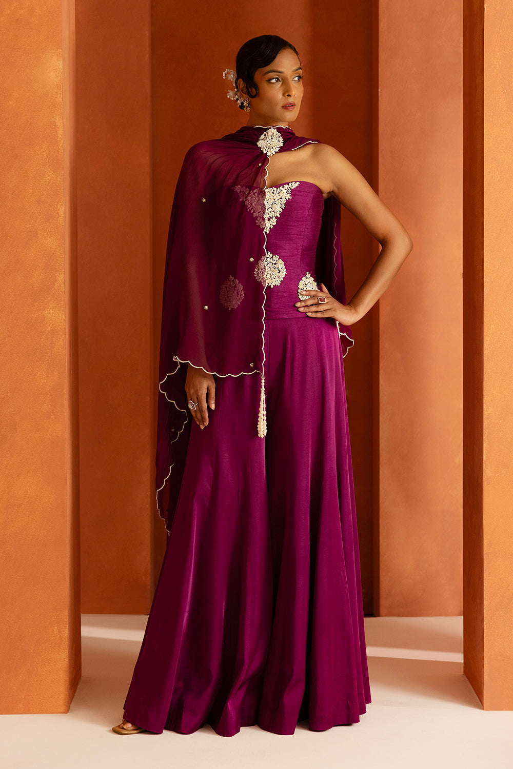 Purple Corset Sharara Set
