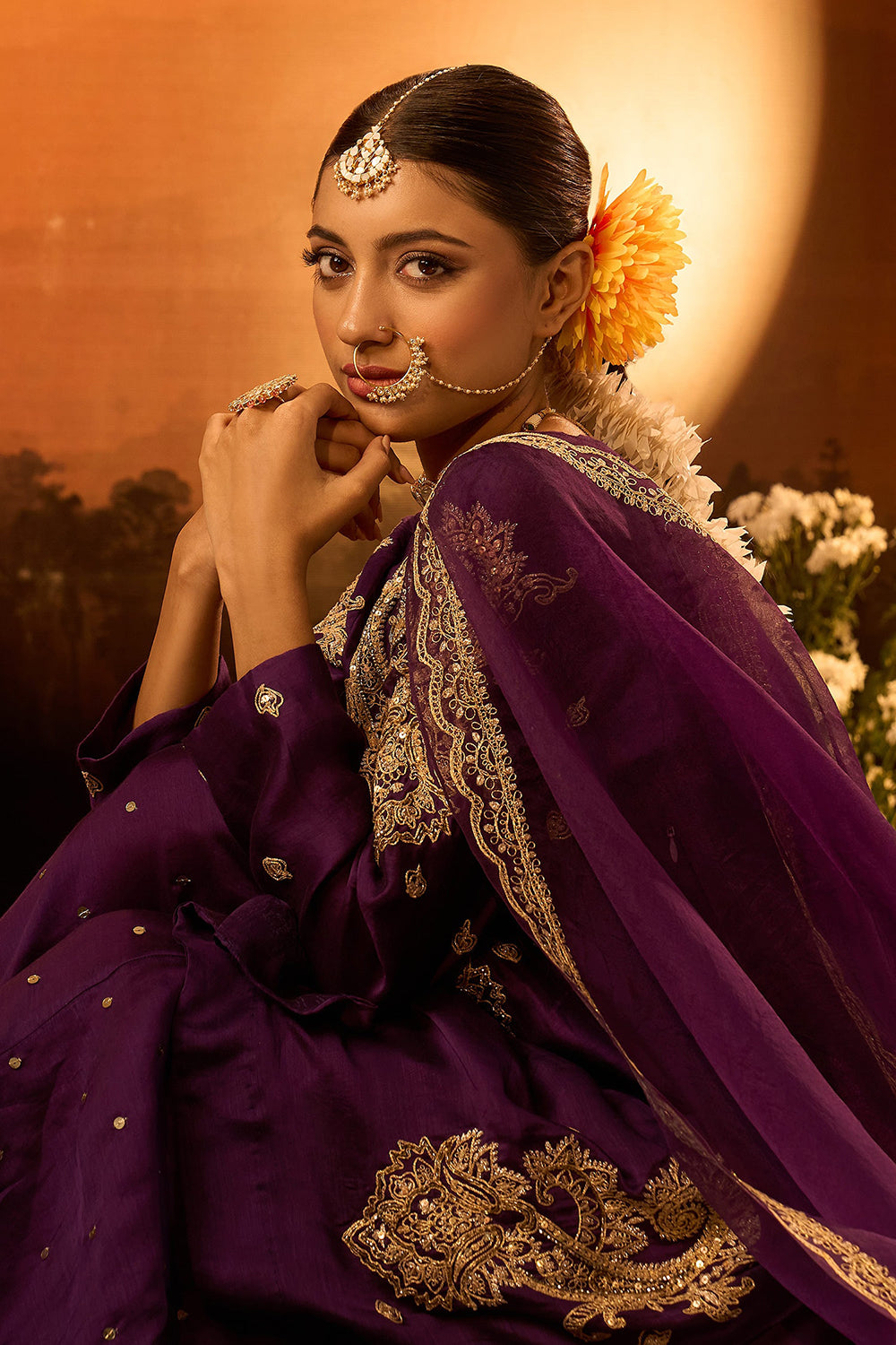 Purple Embroidered Kurta Set