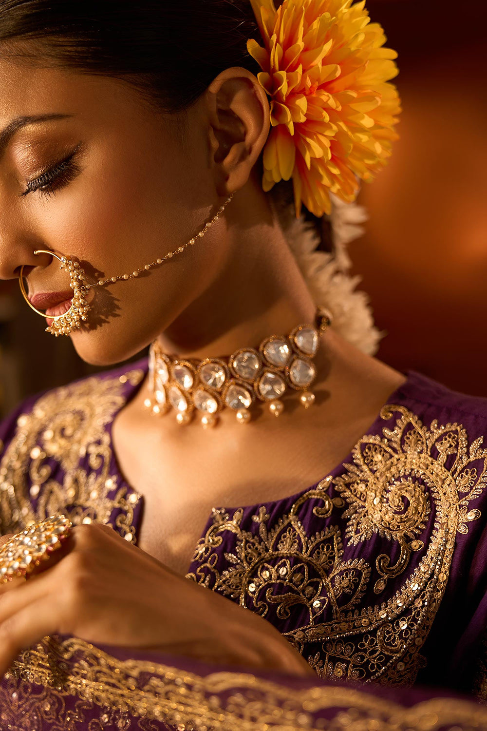 Purple Embroidered Kurta Set