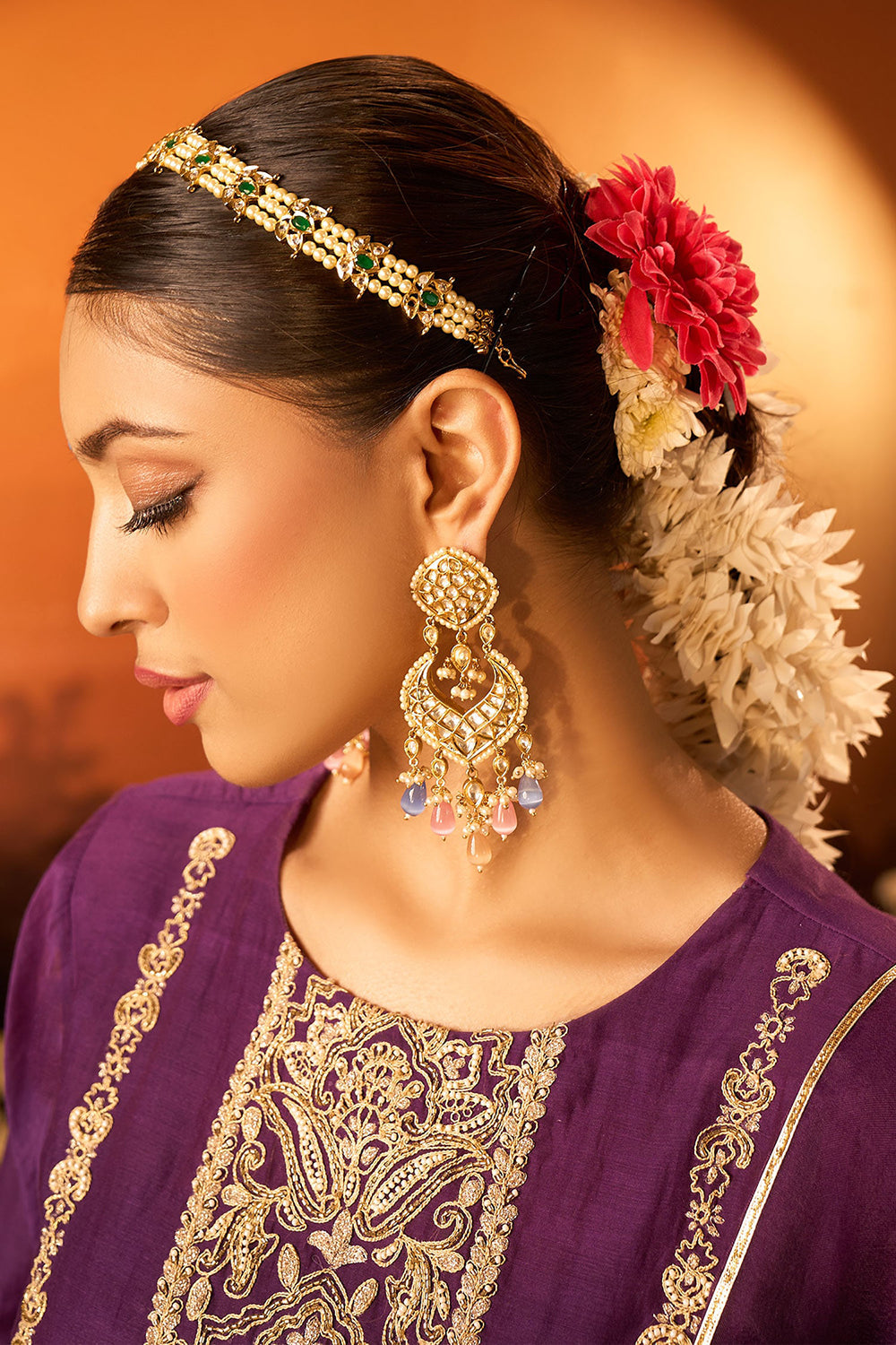 Purple Embroidered Kurta Set