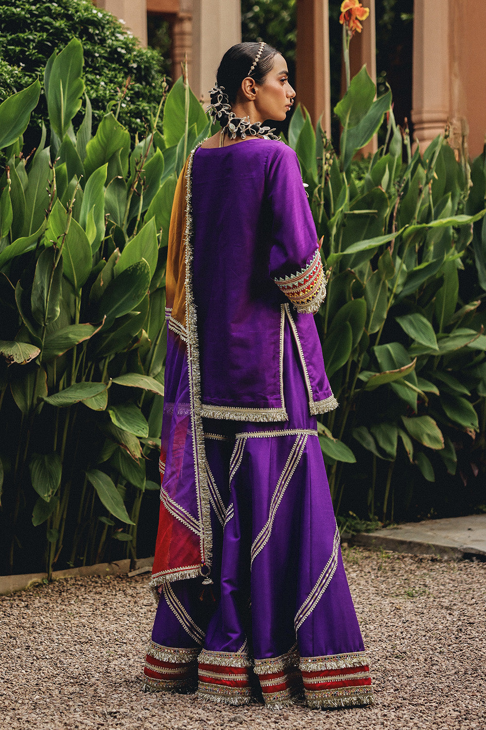 Purple Phulkari Phool Sharara Set