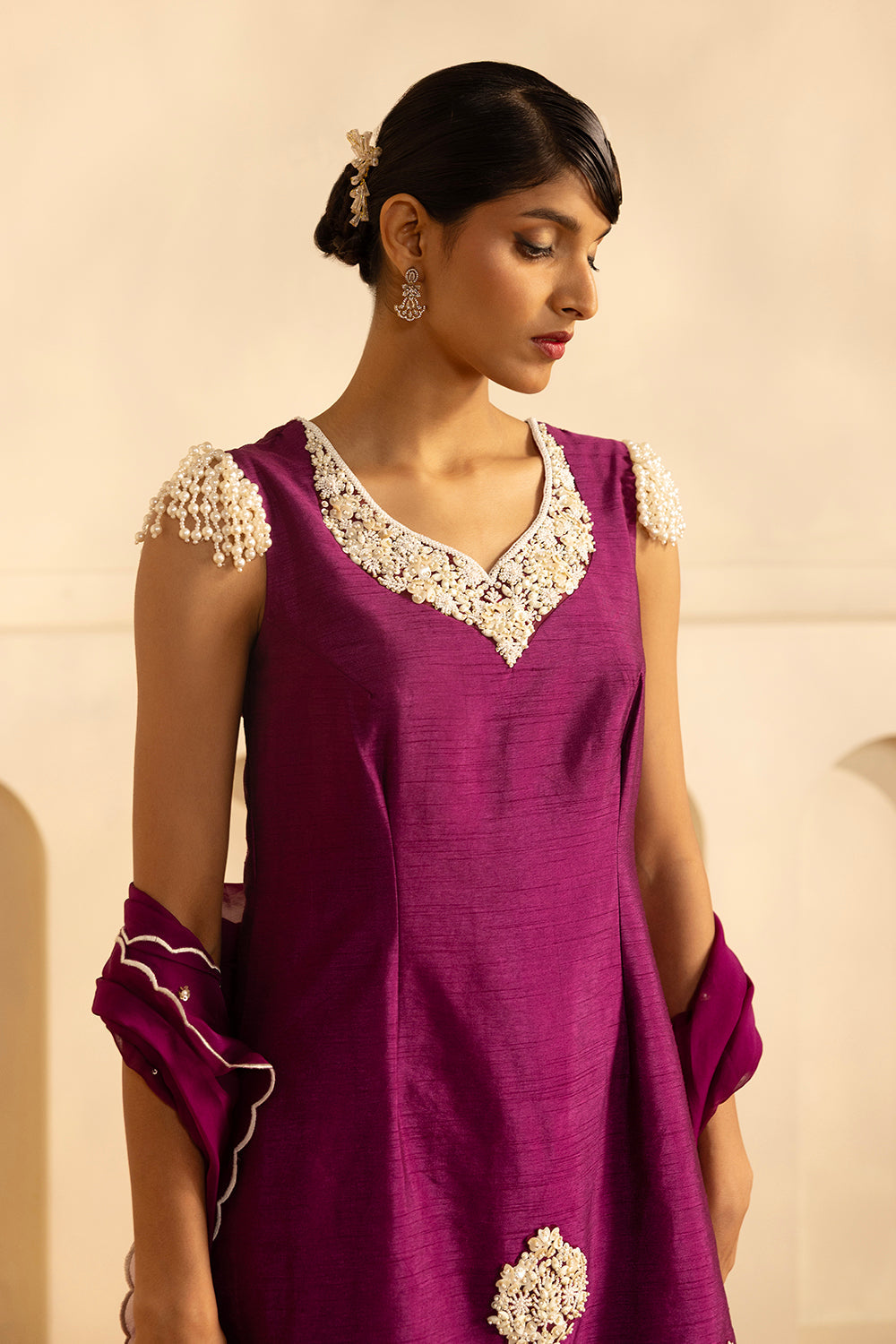 Purple Short Kurta Set