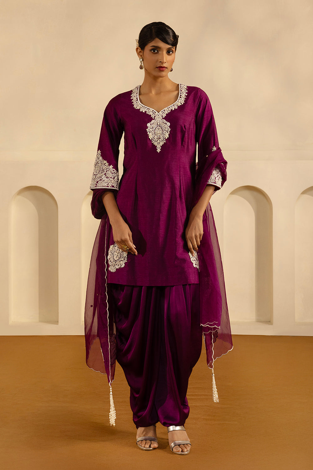 Purple Short Kurta Set