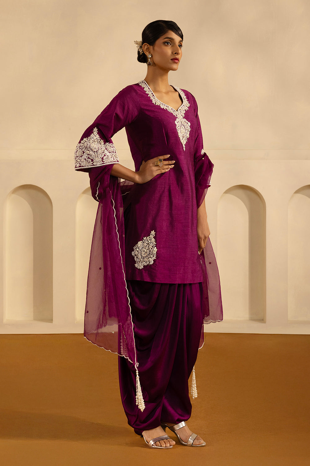 Purple Short Kurta Set