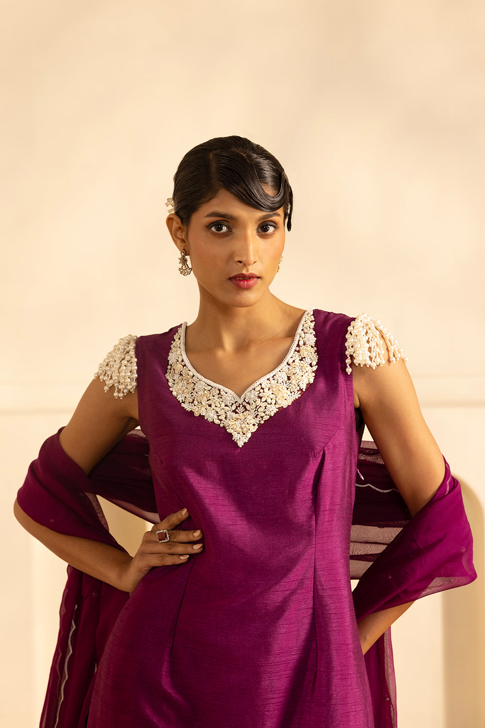 Purple Short Kurta Set