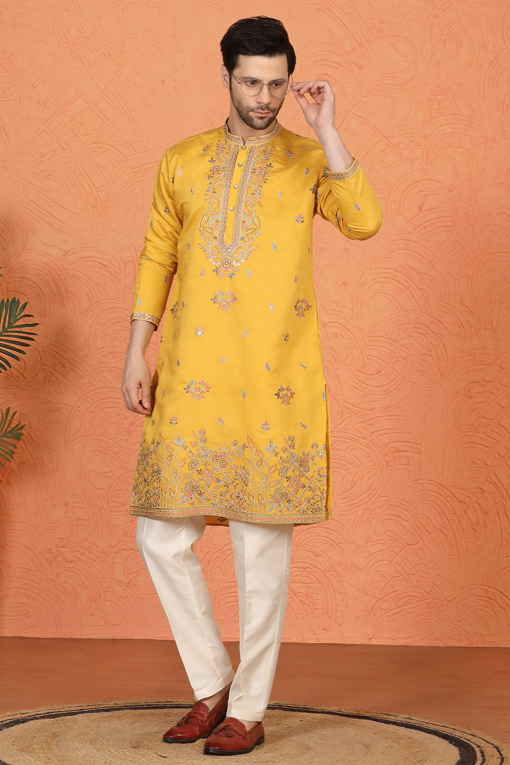 Pushp Gram Embroidered Kurta with Back Elastic Pants