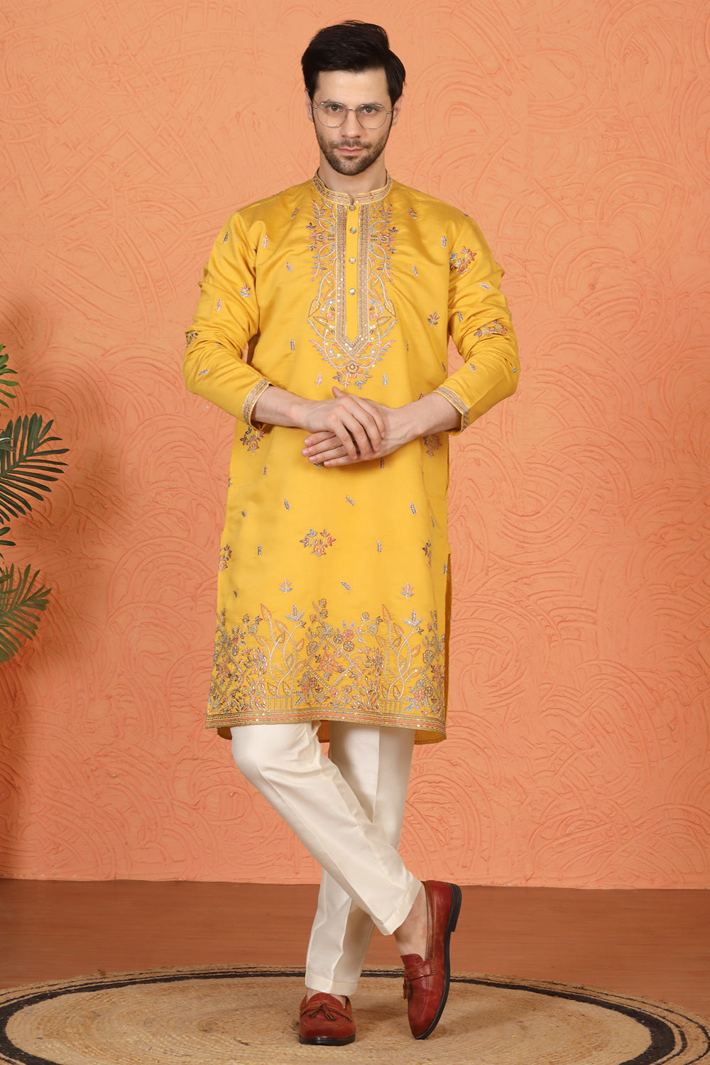 Pushp Gram Embroidered Kurta with Back Elastic Pants