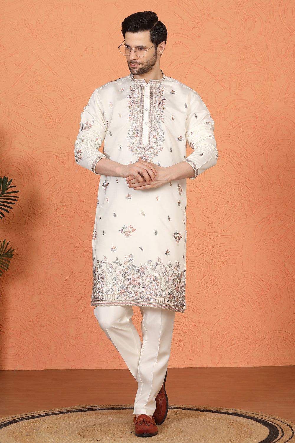 Pushp Samaaroh All Over Embroidered Kurta with Back Elastic Pants