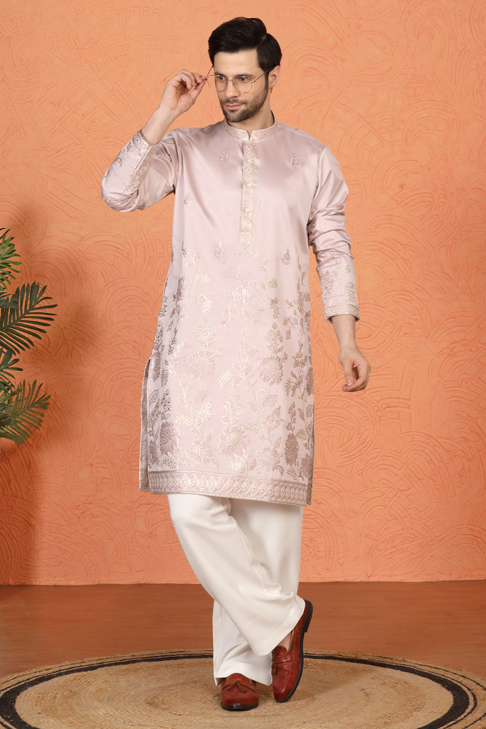 Pushp Swarna Embroidered Kurta with Loose Fit Parallel Pants