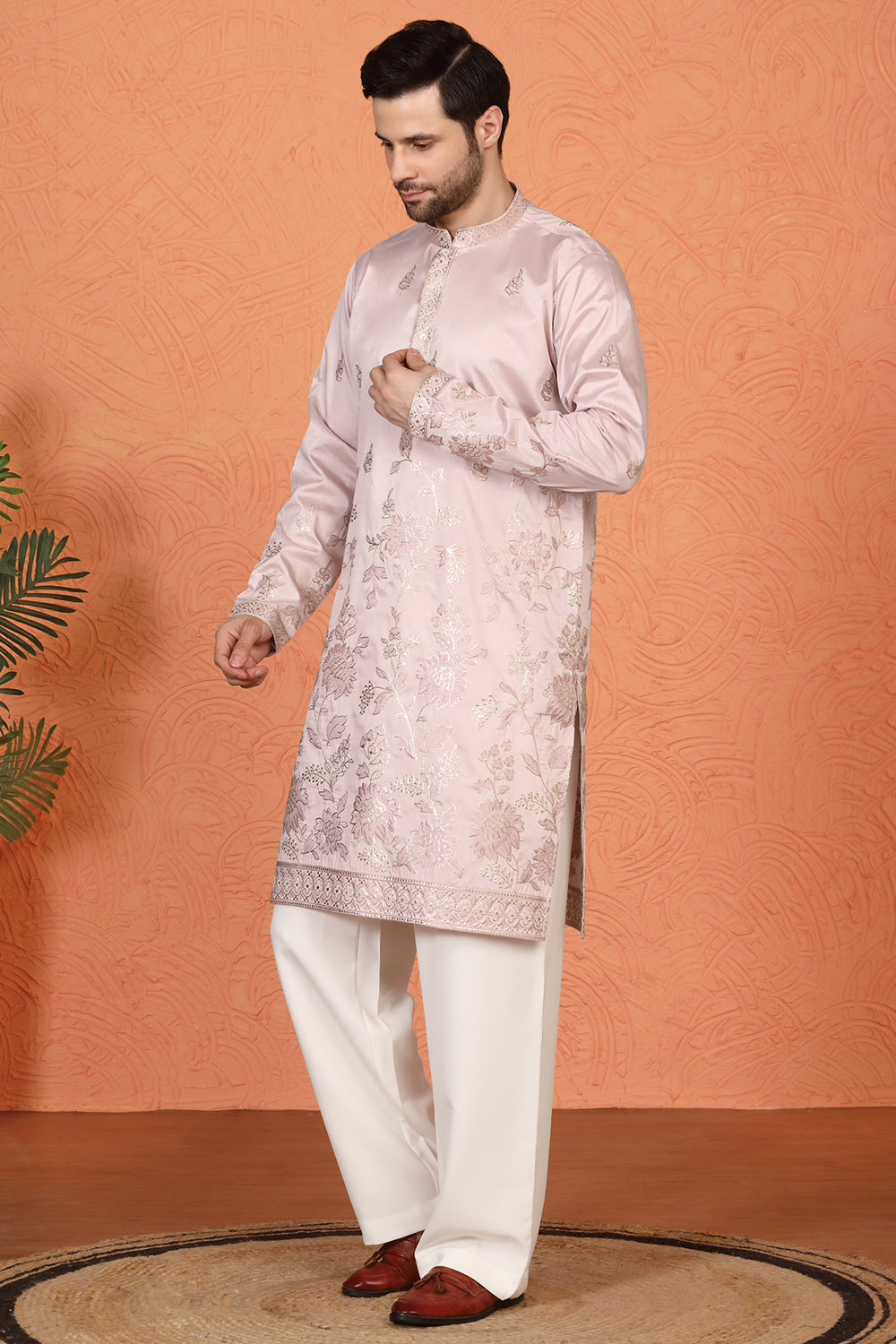 Pushp Swarna Embroidered Kurta with Loose Fit Parallel Pants