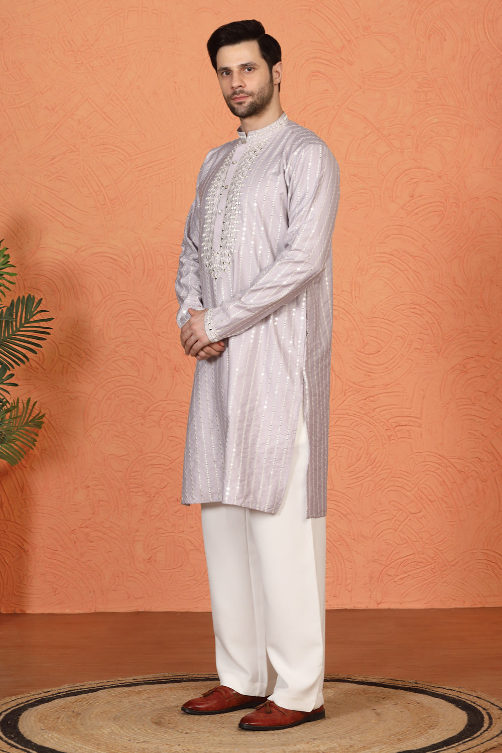 Raas Mirror Embroidered Kurta with Loose Fit Parallel Pants And Dupatta